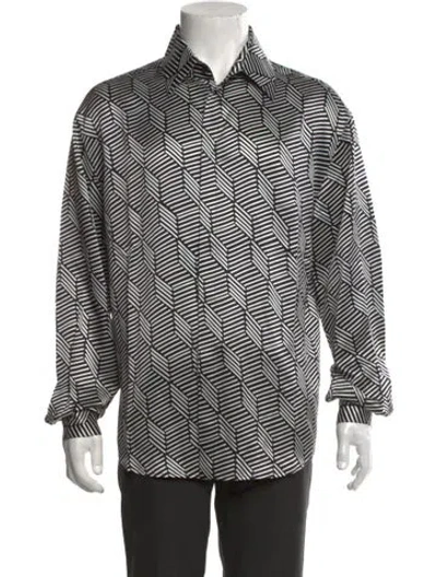 Pre-owned Rta Silk Striped Dress Shirt In Black