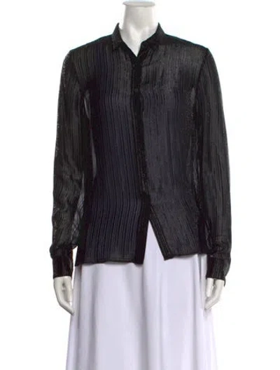 Pre-owned Rta Silk Striped Top In Black/metallic