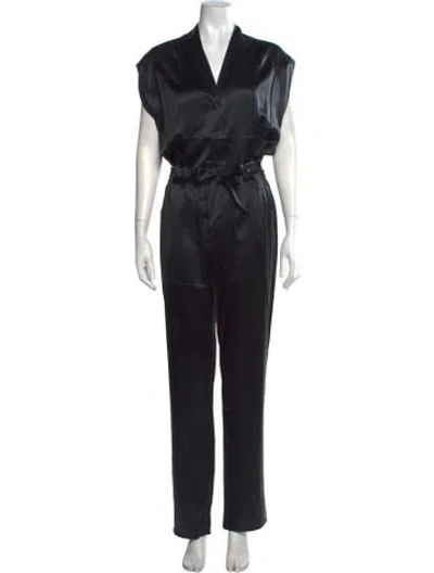Pre-owned Rta Silk V-neck Jumpsuit W/ Tags In Black