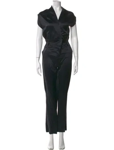 Pre-owned Rta Silk V-neck Jumpsuit W/ Tags In Blue