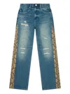 Rta Snake-panel Distressed Jeans In Blue