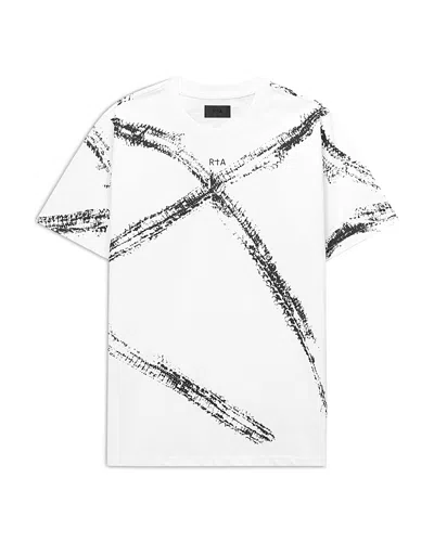 Rta Snake Print Slim Fit Graphic Logo Tee In White
