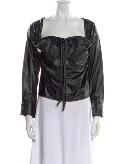 Pre-owned Rta Square Neckline Long Sleeve Top W/ Tags In Black