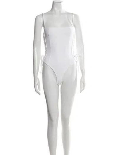 Pre-owned Rta Square Neckline Sleeveless Bodysuit In White