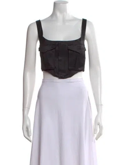 Pre-owned Rta Square Neckline Sleeveless Crop Top W/ Tags In Black