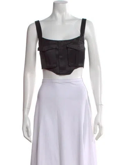 Pre-owned Rta Square Neckline Sleeveless Crop Top W/ Tags In Black