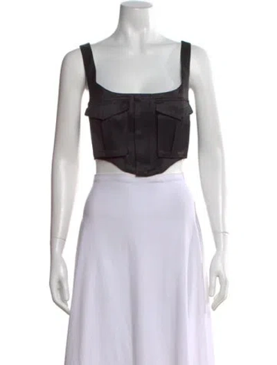 Pre-owned Rta Square Neckline Sleeveless Crop Top W/ Tags In Black