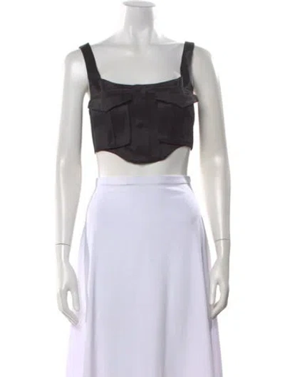Pre-owned Rta Square Neckline Sleeveless Crop Top W/ Tags In Black