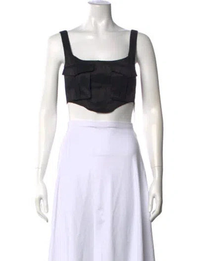 Pre-owned Rta Square Neckline Sleeveless Crop Top W/ Tags In Black