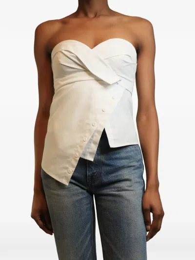 Pre-owned Rta Strapless Asymmetric Bustier Top In White