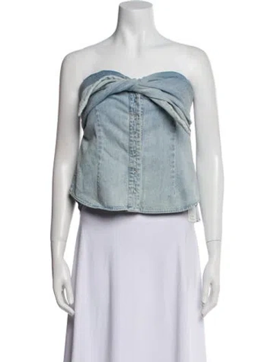 Pre-owned Rta Strapless Crop Top In Blue