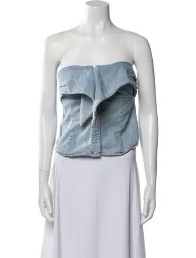 Pre-owned Rta Strapless Crop Top In Blue