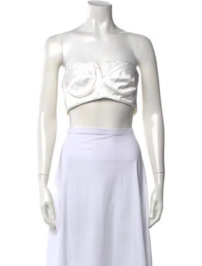 Pre-owned Rta Strapless Crop Top In White