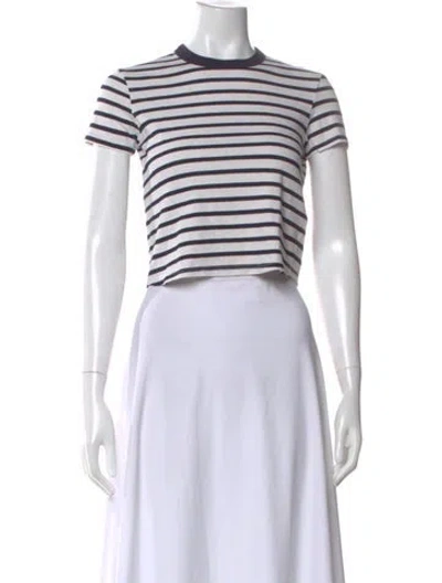 Pre-owned Rta Striped Crew Neck Crop Top In White