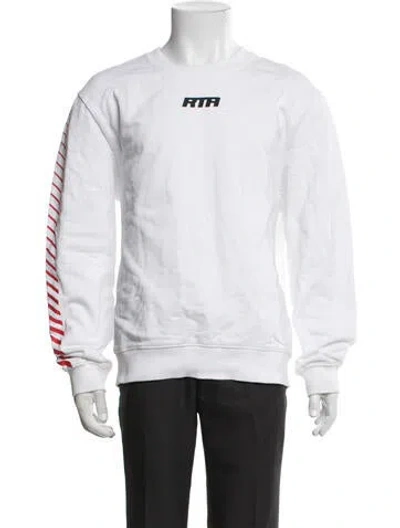 Pre-owned Rta Striped Crew Neck Sweatshirt In White