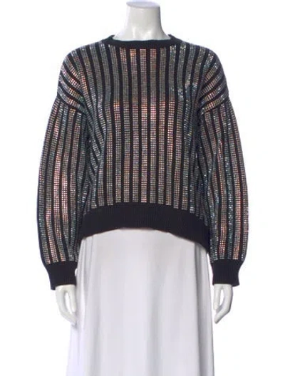 Pre-owned Rta Striped Crew Neck Top In Black