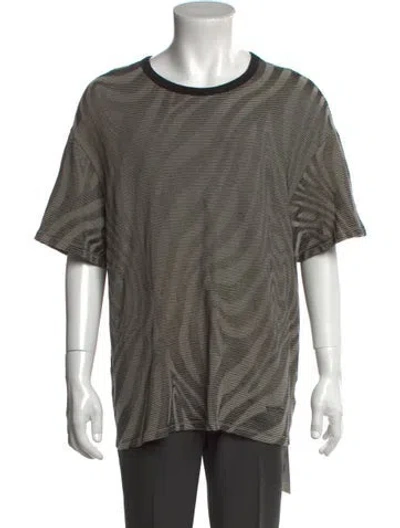 Pre-owned Rta Striped Crew Neck T-shirt In Green