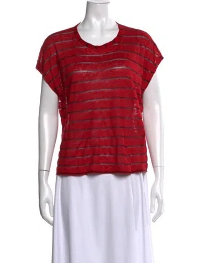Pre-owned Rta Striped Crew Neck T-shirt In Red