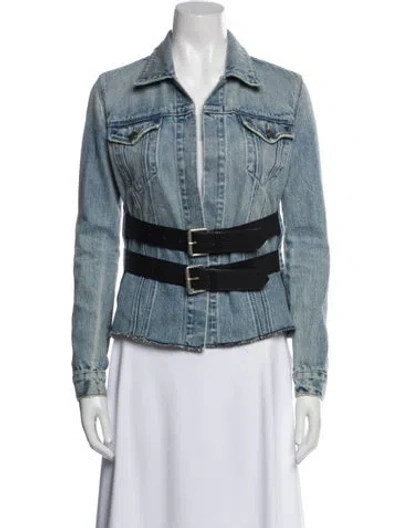 Pre-owned Rta Striped Denim Jacket In Blue