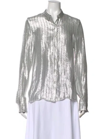 Pre-owned Rta Striped Long Sleeve Button-up Top