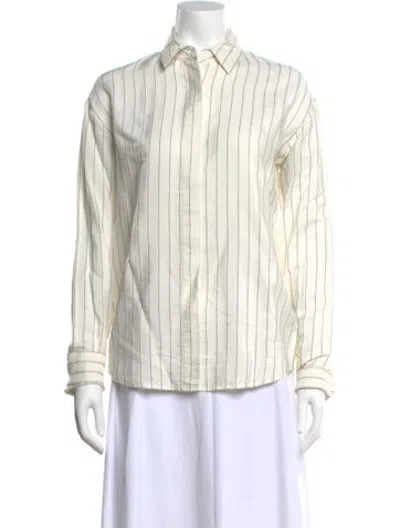 Pre-owned Rta Striped Long Sleeve Button-up Top In Neutrals