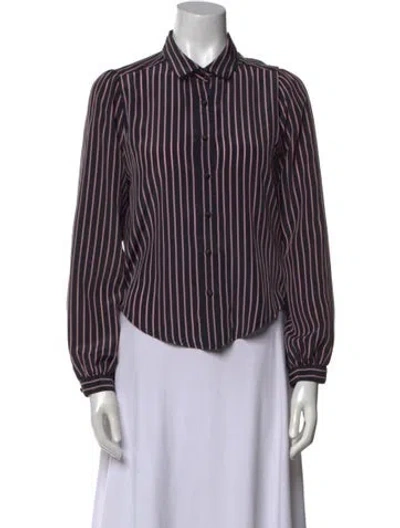 Pre-owned Rta Striped Long Sleeve Button-up Top In Purple
