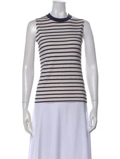 Pre-owned Rta Striped Mock Neck Top In White