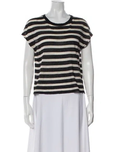 Pre-owned Rta Striped Scoop Neck T-shirt In Black