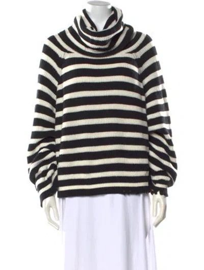 Pre-owned Rta Striped Turtleneck Sweater In Black