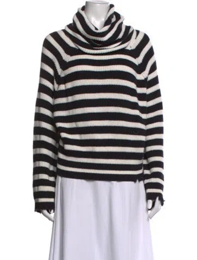Pre-owned Rta Striped Turtleneck Sweater In Black