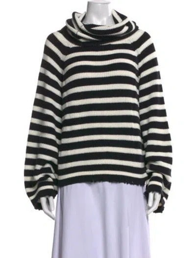 Pre-owned Rta Striped Turtleneck Sweater In Black