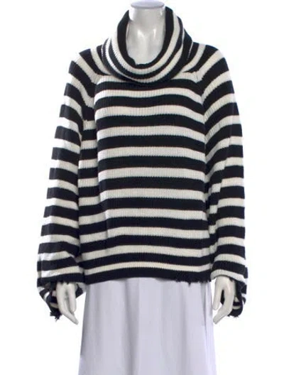 Pre-owned Rta Striped Turtleneck Sweater In Black/white
