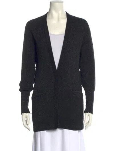 Pre-owned Rta Striped V-neck Sweater In Black