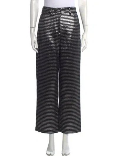 Pre-owned Rta Striped Wide Leg Pants In Grey/metallic