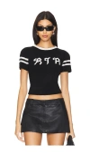 Rta Tea Sweater In Black & White Varsity