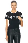 Rta Tea Sweater In Black & White Varsity