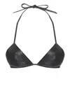 Rta Triangle-cup Leather Bralette In Black