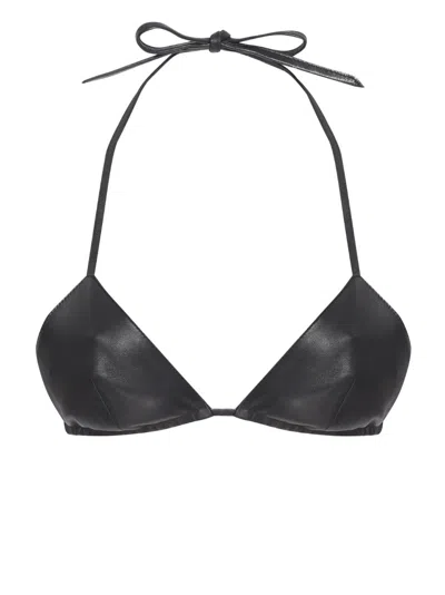 Rta Triangle-cup Leather Bralette In Black