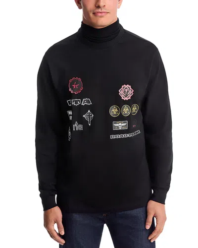 Rta Turtle Neck Long Sleeve Patch Tee In Black