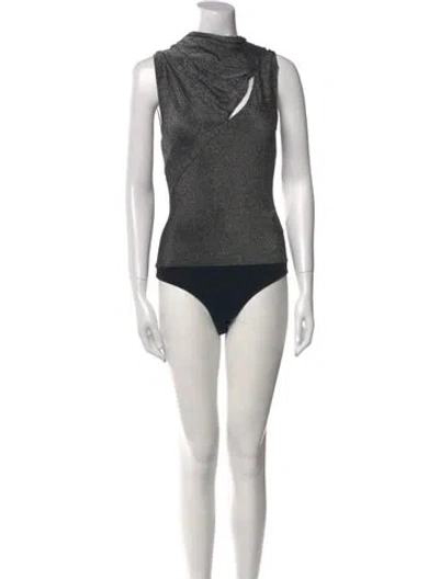 Pre-owned Rta Turtleneck Sleeveless Bodysuit In Black