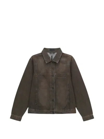 Rta Valentiano Logo-embroidered Denim Jacket In Brown