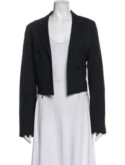 Pre-owned Rta Virgin Wool Striped Blazer In Blue