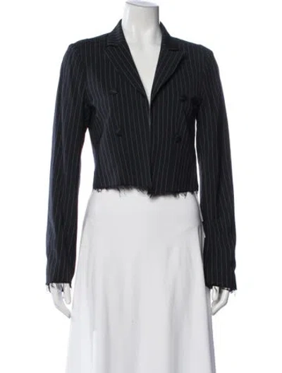 Pre-owned Rta Virgin Wool Striped Blazer In Blue