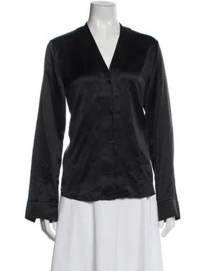 Pre-owned Rta V-neck Long Sleeve Blouse In Black