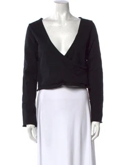 Pre-owned Rta V-neck Long Sleeve Crop Top In Black