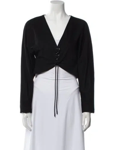 Pre-owned Rta V-neck Long Sleeve Crop Top In Black