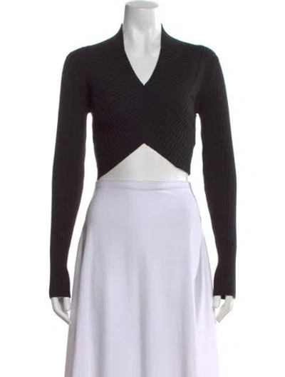Pre-owned Rta V-neck Long Sleeve Crop Top W/ Tags In Black