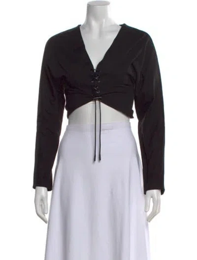 Pre-owned Rta V-neck Long Sleeve Crop Top W/ Tags In Black