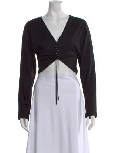 Pre-owned Rta V-neck Long Sleeve Crop Top W/ Tags In Black