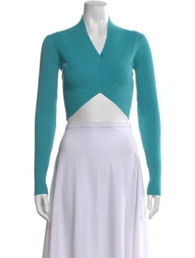 Pre-owned Rta V-neck Long Sleeve Crop Top W/ Tags In Green